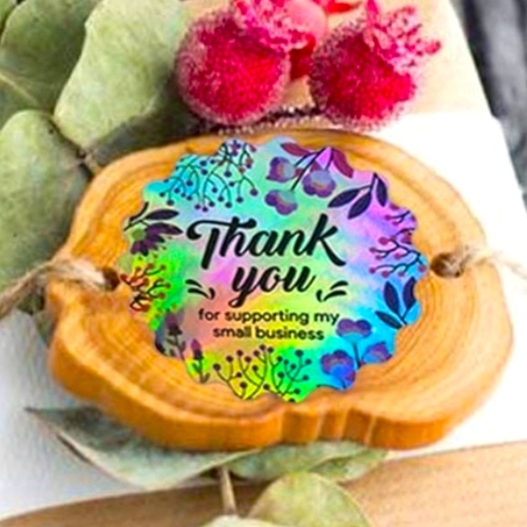 PREMIUM HOLOGRAPHIC Thank You stickers-1.5 inch - Picture 2 of 3